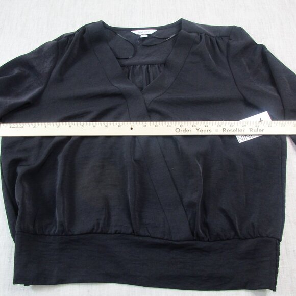 Nine West Blouse Top Womens XL Black Stretch Classic‎ Long Sleeve Surplice Neck - Picture 6 of 7